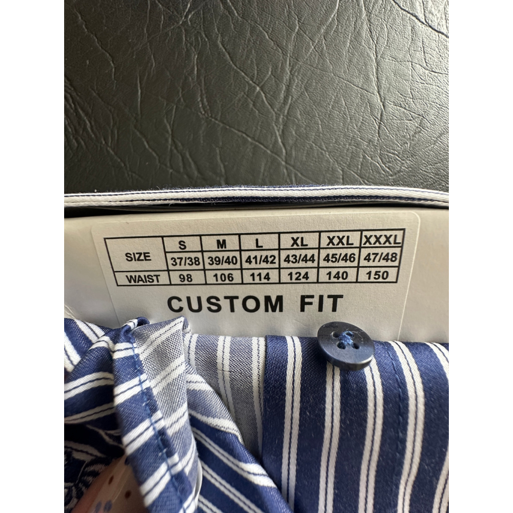 Jacques Britt Custom Fit Dress Shirt Quiet Luxury XL Blue Striped Cotton NWT - Picture 7 of 7